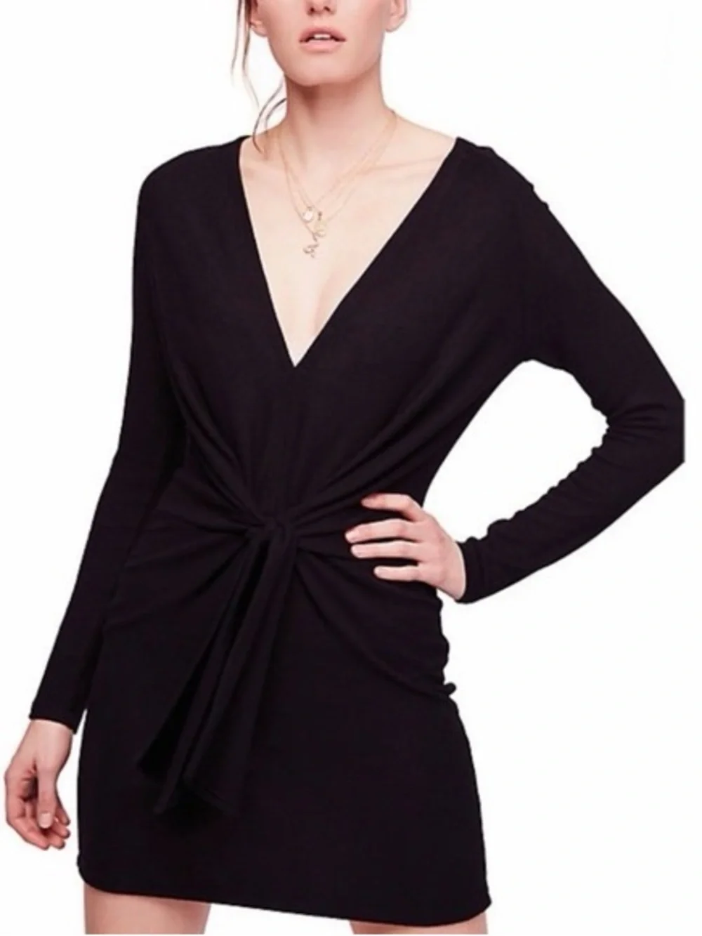 Free People Tie Front Ginger Cozy Dress